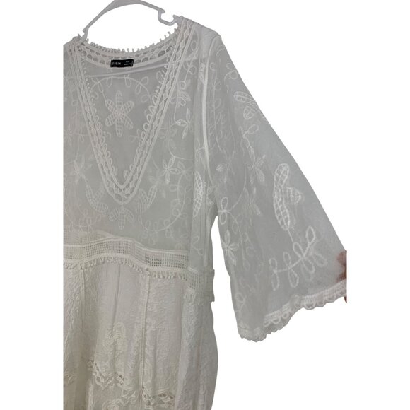 New Shein White Sheer Lace Swim Cover-Up Dress A-Line OS RAA10430 - Picture 6 of 7